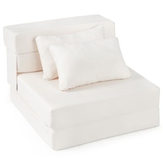 Costway Πτυσσόμενος καναπές-κρεβάτι 3 σε 1 από σενίλ με 2 μαξιλάρια...