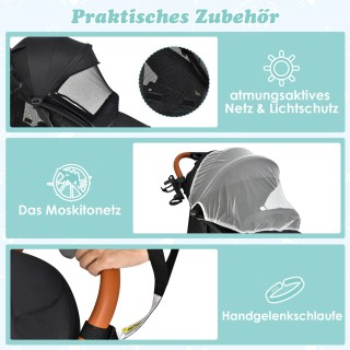 Costway Πτυσσόμενο καροτσάκι με ρυθμιζόμενη πλάτη, σκίαστρο και πο... Costway Πτυσσόμενο καροτσάκι με ρυθμιζόμενη πλάτη, σκίαστρο και πο...