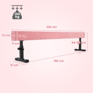 Costway  Ροζ Ρυθμιζόμενη Δοκός Ισορροπίας 226 cm Υψηλού και Χαμηλού...