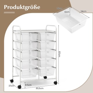 Costway Κινητό Καρότσι Αποθήκευσης με 10 Συρτάρια για Γραφική Ύλη σ...