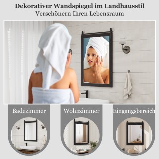 Costway Ορθογώνιος Καθρέφτης 76 x 56 cm με Ξύλινο Πλαίσιο Ρουστίκ Α... Costway Ορθογώνιος Καθρέφτης 76 x 56 cm με Ξύλινο Πλαίσιο Ρουστίκ Α...