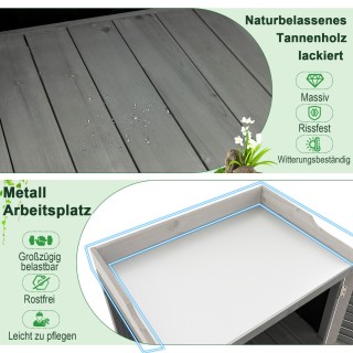 Costway  Ξύλινη ντουλάπα κήπου με μεταλλική πλάκα, 2 ράφια αποθήκευ...