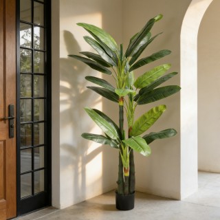 HOMCOM Τεχνητό Φυτό Μπανανιάς με 18 Φύλλα, 180 εκ., Πράσινο 830-439...