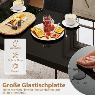 Costway  Τραπέζι Κουζίνας από Γυαλί για 4 Άτομα με Μεταλλικό Σκελετ...