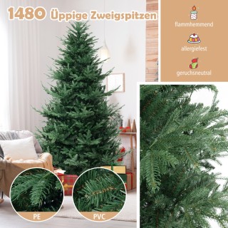 Costway 240 εκ. Τεχνητό Χριστουγεννιάτικο Δέντρο με 450 Ζεστά Λευκά...