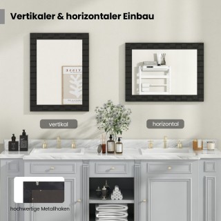 Costway Καθρέφτης τοίχου 80 x 60 cm από ξύλο καουτσουκόδεντρου με ξ... Costway Καθρέφτης τοίχου 80 x 60 cm από ξύλο καουτσουκόδεντρου με ξ...