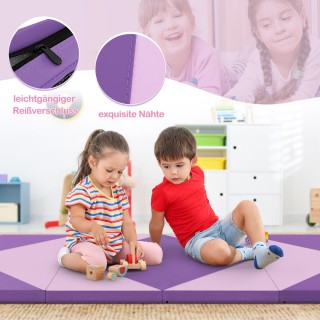 Costway Φορητό Πτυσσόμενο Στρώμα Γυμναστικής 240 x 117 x 5 cm σε Μω...