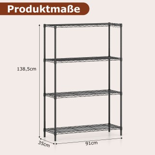 Costway Τετραώροφη Μεταλλική Ράφι Στάντ με 4 Γάντζους & Ρυθμιζόμενα... Costway Τετραώροφη Μεταλλική Ράφι Στάντ με 4 Γάντζους & Ρυθμιζόμενα...