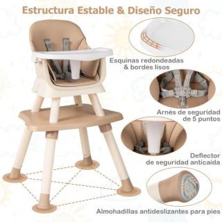 Costway 6-σε-1 Καρεκλάκι Βρεφικής Σίτισης και Μάθησης Καφέ AD10027QC