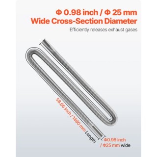 VEVOR Εύκαμπτος Σωλήνας Καυσαερίων Inox 1490mm με Σφιγκτήρες για DS...