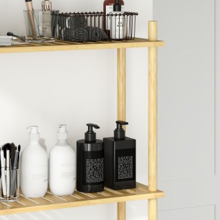 HOMCOM Φορητή Στήλη Μπάνιου με 3 Ράφια από Μπαμπού, 63.5x25.5x181 ε...