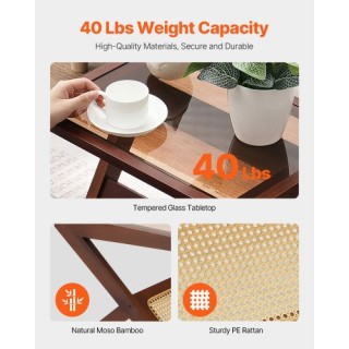 VEVOR  Τραπεζάκι Καφέ Ζ Σχήματος από Ρατάν 1 Επιπέδου για Σαλόνι ZF...