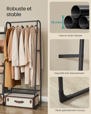 Μεταλλική Κρεμάστρα Ρούχων με Ράφια Αποθήκευσης 101,5x40x153,5cm – ...