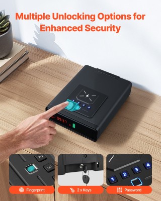 VEVOR Ασφαλές Συρτάρι Πιστόλιου με Δακτυλικό Αποτύπωμα/Κωδικό/Κλειδ...