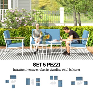 Outsunny Σετ Εξωτερικού Χώρου με Διθέσιο Καναπέ, 2 Πολυθρόνες και 2...