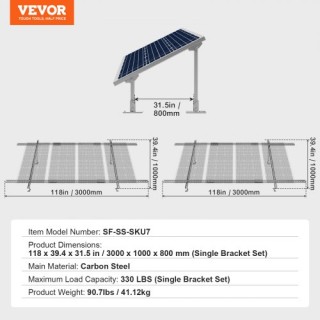 VEVOR  Ρυθμιζόμενες Βάσεις Ηλιακών Πάνελ 30°-60°  DMJT80000000NHWG7V0
