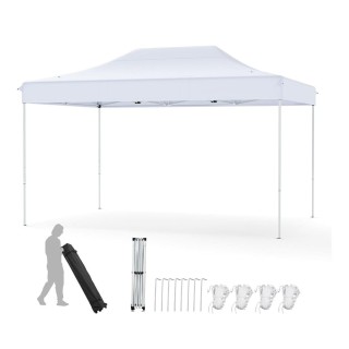 Costway Ρυθμιζόμενο Λευκό Πτυσσόμενο Κιόσκι 3 x 4,5 m με Ρόδες και ...