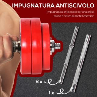 HOMCOM Barbell and Dumbbell Σετ 2 σε 1 Βάρη 30kg, Δίσκοι με πλαστικ...
