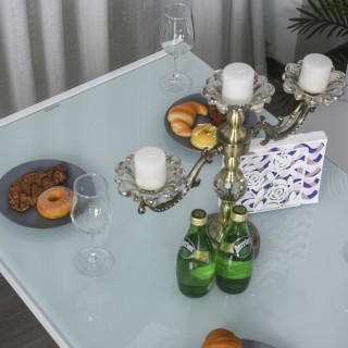 Homcom Μεταλλικό και Γυάλινο Σετ Τραπεζιού με 4 Επενδυμένες Καρέκλε... Homcom Μεταλλικό και Γυάλινο Σετ Τραπεζιού με 4 Επενδυμένες Καρέκλε...