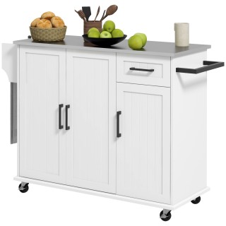 HOMCOM Kitchen Island με συρτάρι, ντουλάπι και 2 ανοιχτά ράφια, από...