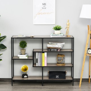Ράφι ασύμμετρης βιβλιοθήκης HOMCOM Industrial Style, ξύλο και μαύρο... Ράφι ασύμμετρης βιβλιοθήκης HOMCOM Industrial Style, ξύλο και μαύρο...