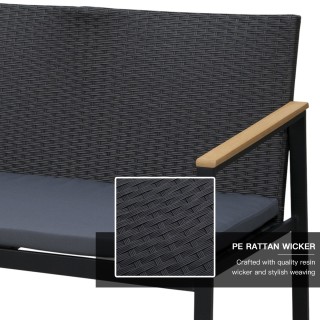 Outsunny Set 4 Pieces Garden Lounge σε PE Rattan με μπράτσα σε μαύρ... Outsunny Set 4 Pieces Garden Lounge σε PE Rattan με μπράτσα σε μαύρ...