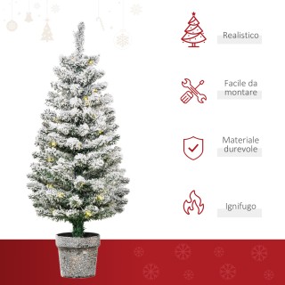 HOMCM Τεχνητό Χιονισμένο Χριστουγεννιάτικο Δέντρο με Λευκά Φώτα LED...