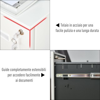 Συρταριέρα γραφείου από ατσάλι Vinsetto με ρόδες, αρχειοθήκη, 2 συρ...