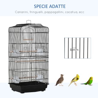 Μεταλλικό Κλουβί Πτηνών με Κούνια και Μπολ, 46,5x35,5x92 cm - Μαύρο...