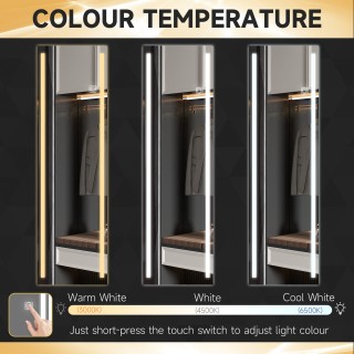 Ορθογώνιος καθρέφτης τοίχου HOMCOM με ρυθμιζόμενα φώτα LED και διακ...