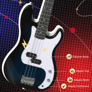 SPORTNOW 4 χορδές ηλεκτρικό μπάσο με ενισχυτή 15W, τσάντα, ιμάντα ώ...