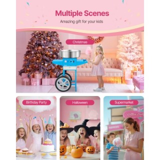 VEVOR Μηχανή Μαλλιού της Γριάς με Καρότσι 1000W Μπλε HCDRMHTJLSWGM2...