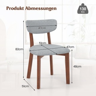 Costway  Σετ Καρεκλών Τραπεζαρίας με Εργονομικό Σχεδιασμό και Ξύλιν...