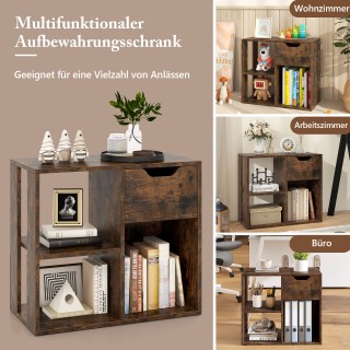 Costway  Ξύλινη Βιβλιοθήκη με Συρτάρι & 3 Θήκες - Πολυχρηστικό Ραφά...