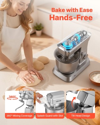 VEVOR Ηλεκτρικό Μίξερ Κουζίνας 1300W, 4.3L με Μπλέντερ, Ασημί DGNTM... VEVOR Ηλεκτρικό Μίξερ Κουζίνας 1300W, 4.3L με Μπλέντερ, Ασημί DGNTM...