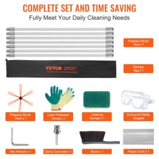 Σετ Καθαρισμού Καμινάδας VEVOR 7m με Εύκαμπτες Ράβδους και Βούρτσα ... Σετ Καθαρισμού Καμινάδας VEVOR 7m με Εύκαμπτες Ράβδους και Βούρτσα ...