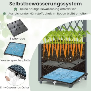 Costway Γκρι Ζαρντινιέρα με Πέργκολα 40 x 40 x 140 εκ. GT4393GR