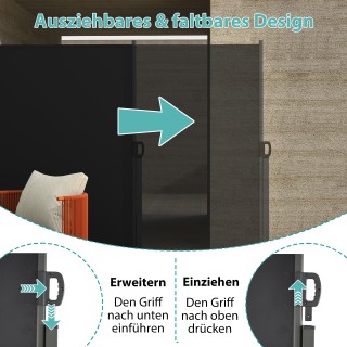 Costway  Επεκτεινόμενο Αλουμινένιο Πλαϊνό Παραβάν Κήπου με Λαβή - 1...