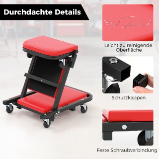 Costway Διπλό Ρολό Κατασκευής με 6 Τροχούς & Επενδεδυμένο Κάθισμα έ...