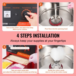 Μηχανή Μαλλιού της Γριάς VEVOR, 1000W, Κόκκινη  TSMHTJHSHGZM0MBTWV2