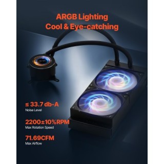 VEVOR Ψύκτρα Υγρού CPU AIO με ARGB Φωτισμό & 120 mm PWN Ανεμιστήρες...