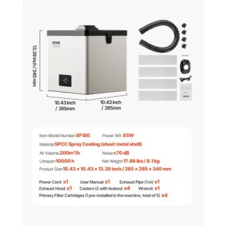 VEVOR Απορροφητήρας Καπνού 85W με Φίλτρα 3 Σταδίων PYJQDDY200LFAKTGUV2