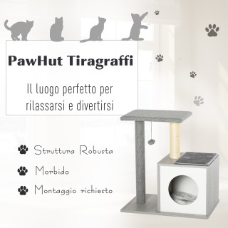 PawHut Cat Scratching Post Tree με κρεβάτι και κολόνα σε γκρι σχοιν... PawHut Cat Scratching Post Tree με κρεβάτι και κολόνα σε γκρι σχοιν...