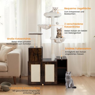 Costway Δέντρο Γάτας με Κρυψώνα για Αμμοδόχο 161 x 45 x 87 cm   & 2...