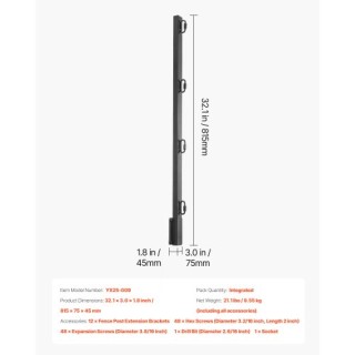 VEVOR Επέκταση Φράχτη, 12 Τεμάχια, 81.5cm Επιτοίχια Εκτείνοντα Βραχ...