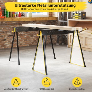 Costway Σετ Δύο Πτυσσόμενα Σκαμπό Μέχρι 500KG με 4 Βραχίονες Στήριξ...