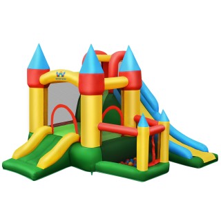 Costway  Φουσκωτό Κάστρο με 780W Φυσητήρα, 2 Τσουλήθρες για Παιδιά,...