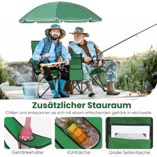 Costway Διθέσια Καρέκλα Κάμπινγκ με Ομπρέλα - Πτυσσόμενη Καρέκλα Ψα...