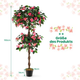 Costway Τεχνητό Δέντρο 150 εκ. σε Γλάστρα με 252 Άνθη & Φυσικά Φύλλ...