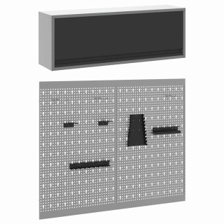 vidaXL Σετ 3 Τεμαχίων Εργαλειοθήκης και Διάτρητου Πίνακα  σε Γκρι/Μ...